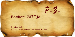 Pecker Zója névjegykártya